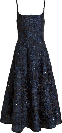 Sister Jane Maison Gem Crystal-embellished Cloqu&eacute; Midi Dress - Navy - 10 (UK10 / S)