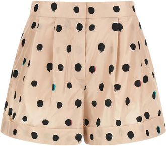 Fendi Korte Broeken, Dames, Roze, S, Falena Dots-Print Taffeta Flared Shorts