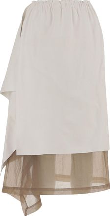 Niccol&ograve; Pasqualetti Draped Leather Midi Skirt with Contrasting Underskirt