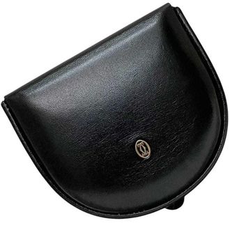 Cartier Black Leather Coin Purse/Coin Case (Pre-Owned)