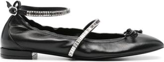 Stuart Weitzman Stefanie ballet flats - women - Patent Calf Leather/Calf Leather/Calf Leather/Rubber/glass - 40 - Black