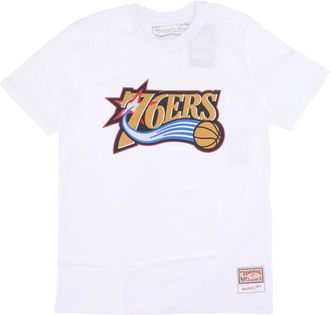 Mitchell & Ness Philadelphia 76ers Logo T-shirt Wit - Heren - T-shirts - Wit - XL - Katoen - Tops