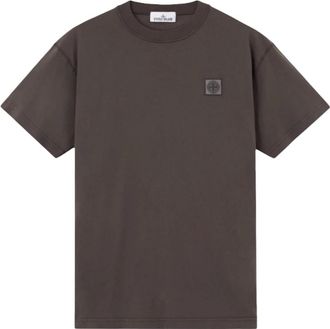 Stone Island Tops, Heren, Bruin, M, Katoen, Compass Logo Ghost T-Shirt