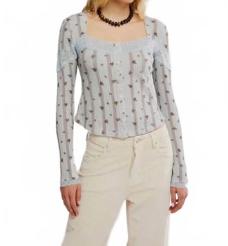 Free People Lets Party Cardi Top In Pearl Blue Combo