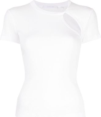 Helmut Lang asymmetric short-sleeve top - women - Cotton - L - White
