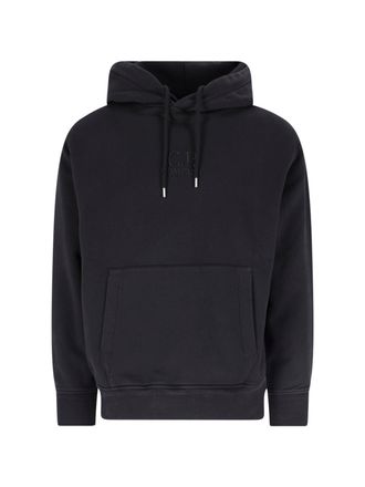 C.P. Company Black Cotton Hoodie With Adjustable Drawstring