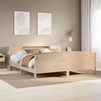 vidaXL Vidaxl - Cama Con Estanter&iacute;a Sin Colch&oacute;n Madera Maciza De Pino 180x200cm