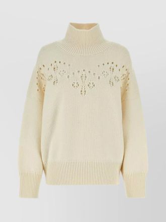 Chlo&eacute; wool pointelle-knit turtleneck jumper