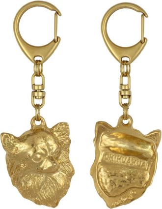 OEM Chihuahua De Pelo Largo: Llavero De Perro Chapado En Oro, Decoraci&oacute;n De Bolsos, Accesorio De Lujo De Art-dog