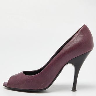 Dolce & Gabbana Burgundy Leather Peep Toe Pumps Size 38