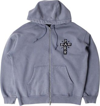 by Parra A Cross To Bear Zip Hooded Sweatshirt - Heren - Vesten met rits - Blauw - M - Katoen - Hoodies & sweatvesten