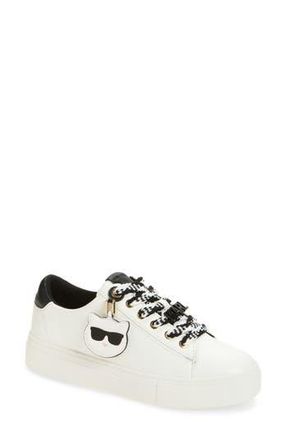 Karl Lagerfeld Capree Karl Choupette Low Top Sneaker in Bright White/Black at Nordstrom Rack, Size 8.5