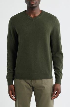 Nordstrom Cashmere V-Neck Sweater in Green Duffle at Nordstrom Rack, Size Small