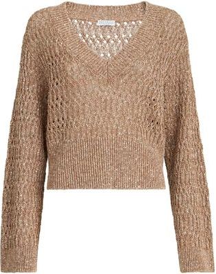 Brunello Cucinelli Dazzling braids sweater in Brown at Nordstrom, Size 3X-Large Eu
