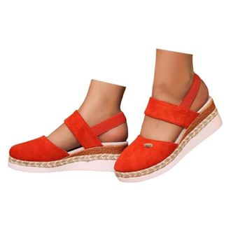 Generic Closed Toe Platform Wedge Sandals for Women 2026 Orthopedic Espadrilles Wedges with Elastic Ankle Strap Retro Comfort Platform Wedges Sandal Summer An