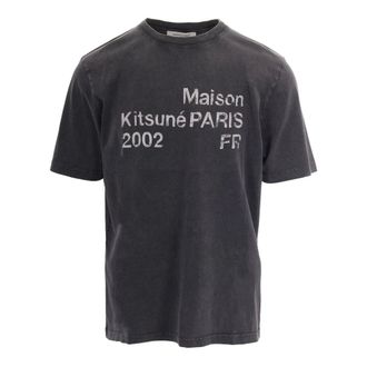 Maison Kitsun&eacute; T-Shirts, male, Black, Size: S 2002 Faded Comfort Tee-Shirt
