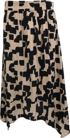 BA&SH Ba & Sh Printed Midi Skirt in Beige Viscose