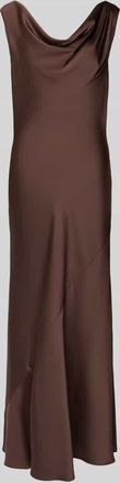 Swing Maxikleid mit Wasserfall-Ausschnitt in Dunkelbraun, Gr&ouml;&szlig;e 32