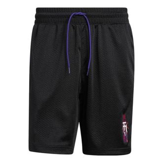 adidas Mens adidas Stripe Printing Lacing Sports Shorts Black HS8517