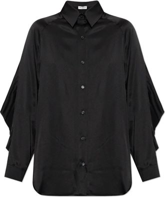 Balmain Oversized Zijde Blouse - Dames - Overhemden - Zwart - 2XS - Overhemden