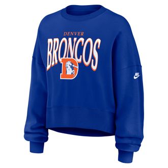 Nike Denver Broncos Rewind Phoenix Nike Womens NFL Oversized Pullover Crew in Blue | 01D74DA8WV-NYG