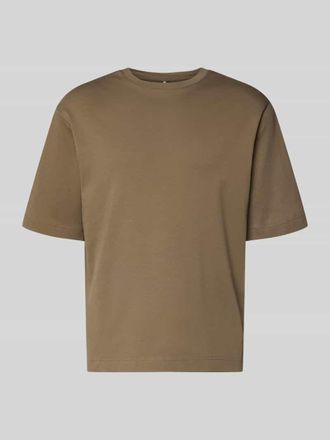 Profuomo T-Shirt mit Logo-Print und Rundhalsausschnitt in Hellbraun, Gr&ouml;&szlig;e XXL