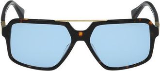 Rag & Bone 56mm Navigator Sunglasses in Milky Classic Tort /Blue at Nordstrom