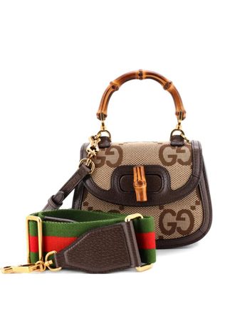 Gucci Bamboo 1947 Top Handle Bag Jumbo GG Canvas Mini crossbody bag - women - Canvas - One Size - Brown