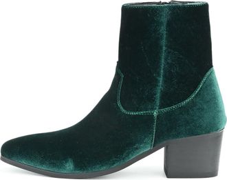 Generic High Heel Heighten Side Zipper Chelsea Boots for Men Pointed Toe Chunky Block Heel Dress Ankle Boot for Business Party Wedding,Green,10.5 UK