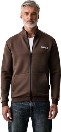 Guess Mickey Zip Sweatshirt - Heren - Vesten met rits - Bruin - S - Katoen - Hoodies & sweatvesten