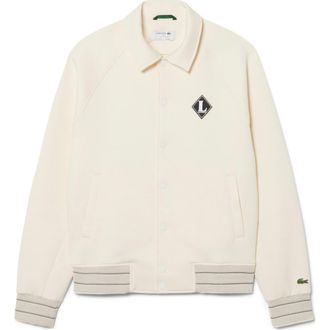 Lacoste Logo Detail Cotton Blend Bomber Jacket in Lapland at Nordstrom, Size 8