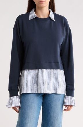 Splendid Layered Top in Navy Blue/White at Nordstrom Rack, Size X-Large