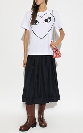 Comme Des Gar&ccedil;ons Comme Des Gar&ccedil;ons Play Cotton T-shirt With Logo Patch, Womens, White