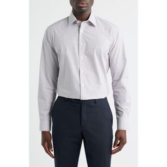 Nordstrom Trim Fit Check Non-Iron Cotton Dress Shirt in Blue- Red Oliver Plaid at Nordstrom Rack, Size 17.5 - 36/37