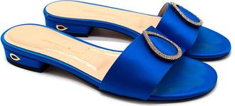 Jennifer Chamandi Blue Satin Slides Size 37