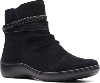 Clarks Womens Cora Braid Boot Ankle, Black Suede, 4 UK
