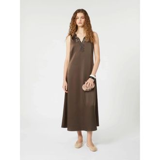 Max Mara Dames, Jurken, Bruin, Maat: 2XL Satijn