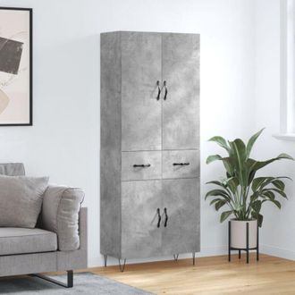 vidaXL vidaXL Credenza Grigio Cemento 69,5x34x180 cm in Legno Multistrato