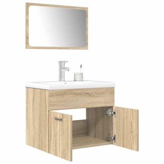 Berkfield Home 3 Piece Bathroom Furniture Set Sonoma Oak Engineered Wood in Brown