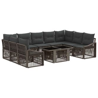 vidaXL Set Divano Da Giardino 10 Pz Grigio E Grigio Scuro Polyrattan Vidaxl