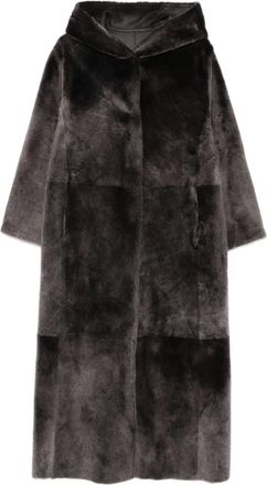 Manzoni24 Cappotto in shearling con cappuccio - Grigio
