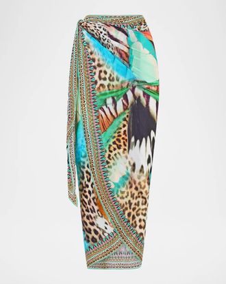 Camilla Animal-Print Sarong Midi Skirt