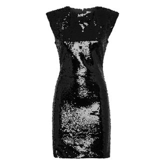 Philipp Plein T-shirt Jurk Mouwloos met Kristallen - Dames - Feestkleedjes - Zwart - L - Polyester - Kleedjes