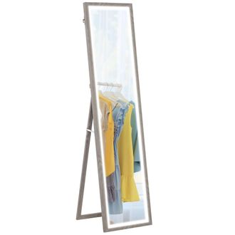 HOMCOM Dimming Full Length Mirror w/ Lights Standing Leaning Wall Mount - Grey | TJ Hughes Oak