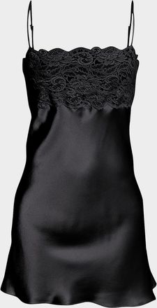 Christine Lingerie Bijoux Lace-Trim Silk Chemise