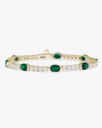 Melinda Maria Womens Maven Tennis Bracelet In Gold Emerald