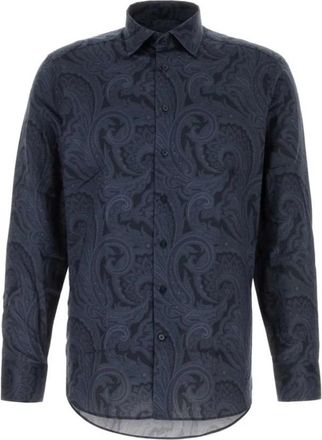Etro Shirt Roma - Heren - Casual Overhemden - Blauw - L - Katoen - Overhemden