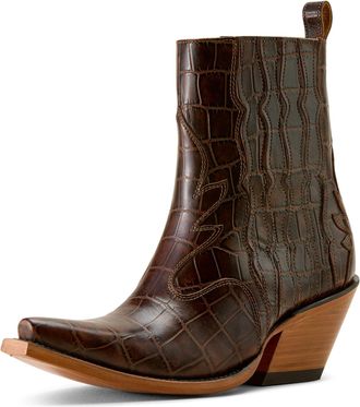 Ariat Womens Jade X Toe Western Boots in Luxe Espresso Croc Print, B Medium Width, Size 8.5, by Ariat