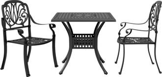 vidaXL Mesa Y Sillas De Bistr&oacute; 3 Piezas Aluminio Fundido Negro Vidaxl