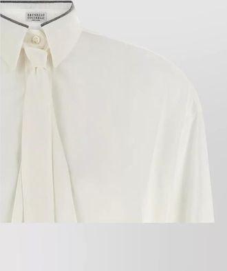 Brunello Cucinelli silk long-sleeve asymmetric blouse